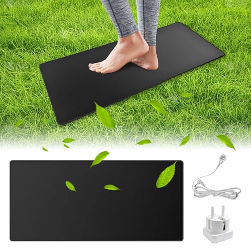 Erdungsmatte Mit EU Sicherheitserdungsdraht Grounding Mat für die füße Set für verbesserten Schlaf de Stress Gleichgewicht Energie und verbessern den Schlaf durch Erdung(60 * 40cm) (schwarz)