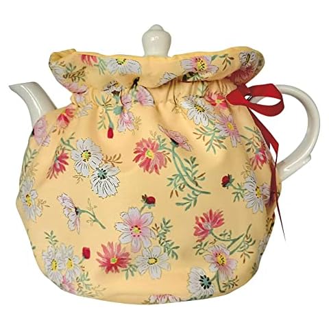 Yellow Daisy Tea Cosy, Cotton Vintage Floral Teapot Dust Cover Tea Cozies, Kitchen Home Decorative Tea Pots Cozy with Insulation Pad for Housewife, Friend, Mom Cover