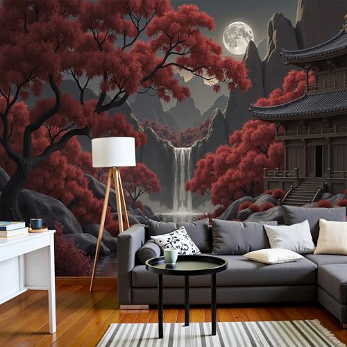 Fresque poster XXL cascade d'érable avec impression haute définition effet rétro 3D