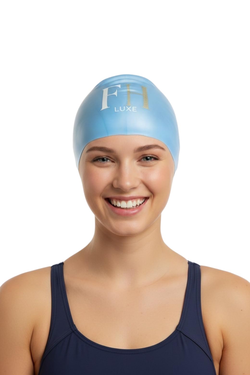 Light Blue Swim Cap for Long Hair โ Silicone, Anti-Slip, Adult One Size