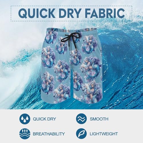 Unicorns Mermaids Men's Swim Trunks Quick Dry Beach Board Shorts with Mesh Lining Swimwear Bathing Suits 7