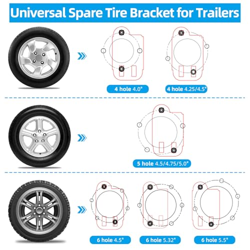 image for Qualward Spare Tire Mount Bracket for Trailer, Spare Tire Carrier Powd
