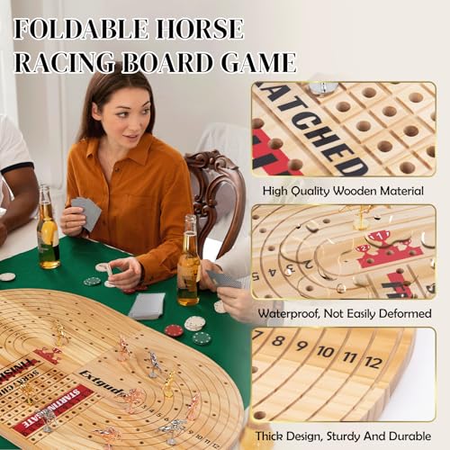 Juego de mesa Horse Race madera plegable 24.8in miniatura 5