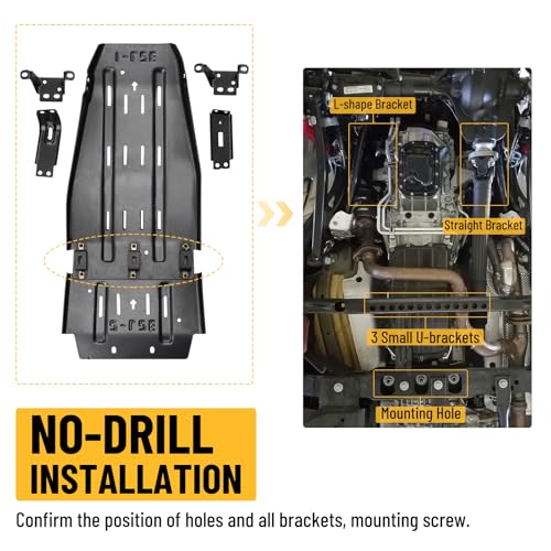Image of Engine Skid Plate, Transmission Splash Shield, Heavy-Duty Undercarriage Guard Protector Compatible with 2018-2023 Jeep Wrangler JL 4WD