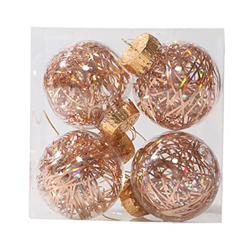 C-LARSS 4 pcs/set decoraciones de la parte colgante de Navidad colgante colgante de color brillante suministros de la parte colgante de Navidad champán Cover