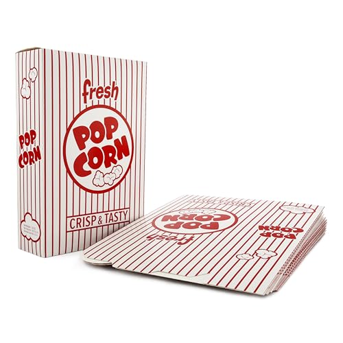 Image of Snappy 3.5J Red & White Striped Popcorn Boxes - 500 Pack, 1.8 oz Capacity, Movie Night Supplies