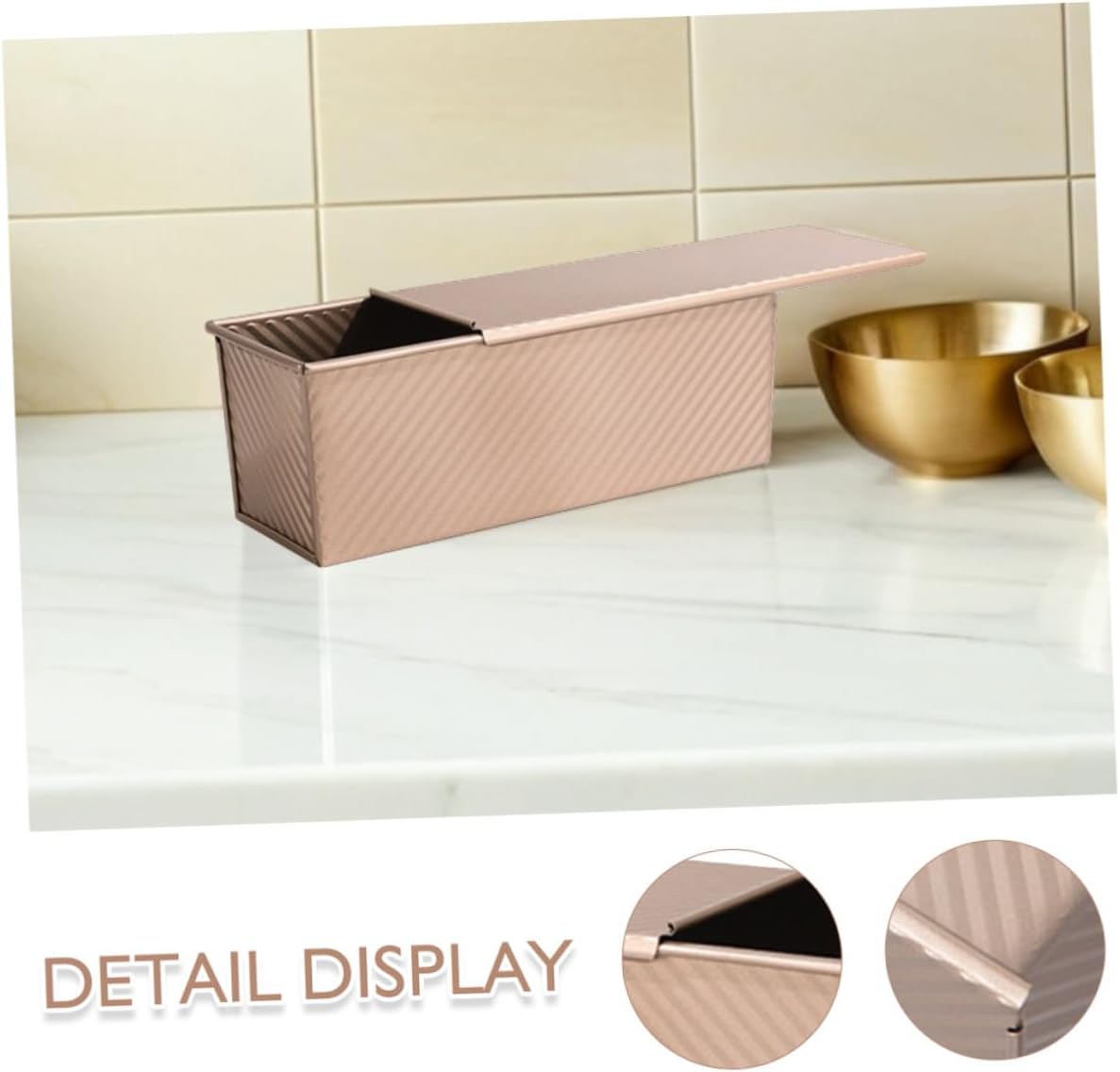 Corrugated Loaf Pan with Lid 750g Carbon Steel Non-stick Bread Baking Tray for Homemade Toast and Sandwich Bread Baking