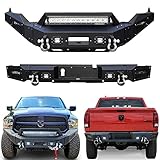 Ronghui RAM 1500 Bumper Front and Rear Bumper with Winch Plate + 9xLED lights + 4xD-Ring fits...