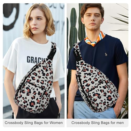 Duryarhall Sling Bag for Women Crossbody Chest Bag Convertible from Left to Right, Water Repellent Gym Backpack, Anit Theft, Leopard Small - image 7