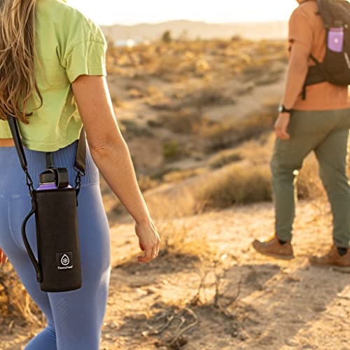 Image of ThermoFlask Wine Bottle Ice Jacket - Wine Bottle Holder with Adjustable Buckle & Strap - Temp-Lock Wine Carrier - Wine Carrier for Travel - Wine Accessory for Brunch, Christmas, Parties & More - Grey