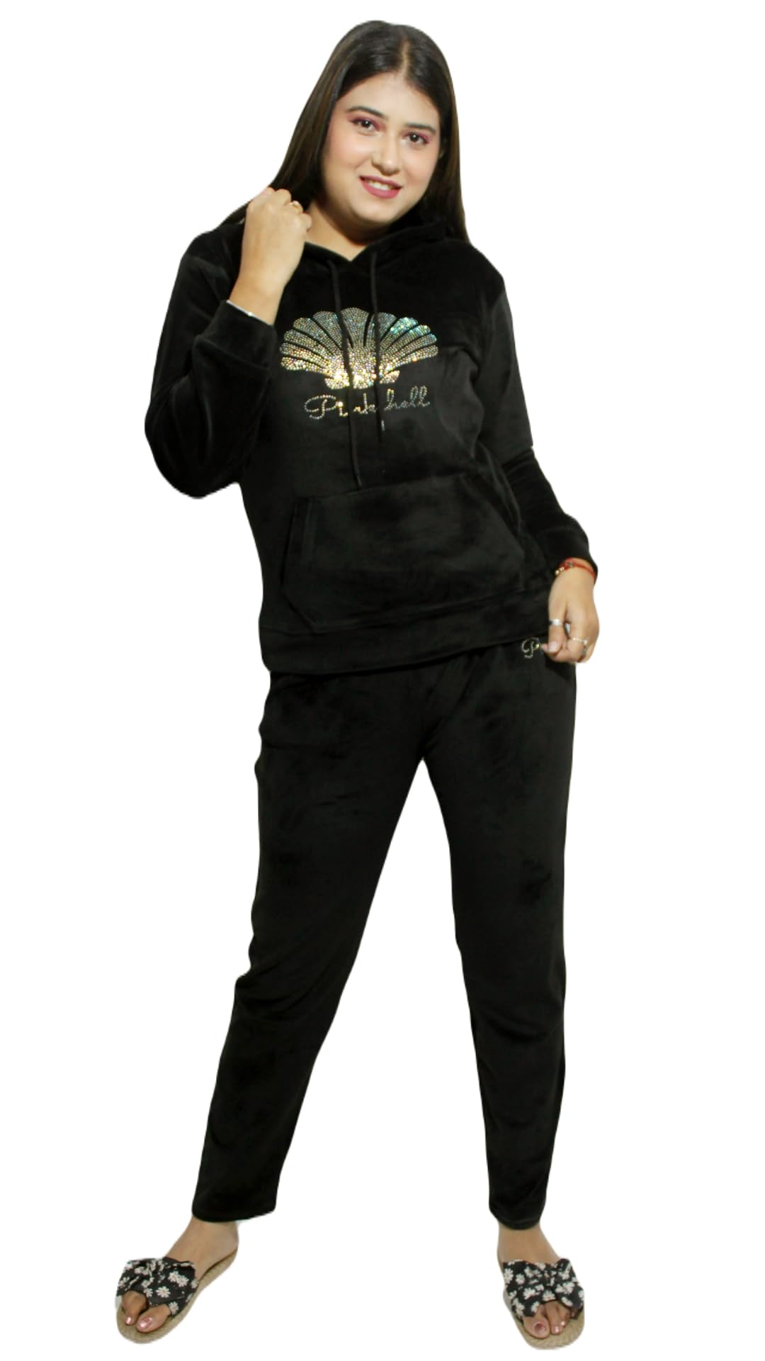 Pink shell VELVET TRACK SUITS FOR WOMENS-image-43
