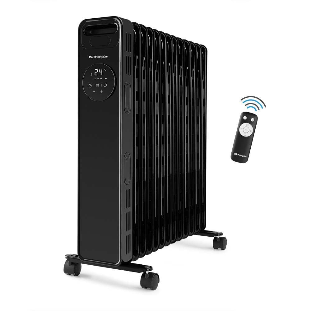 Orbegozo RAD 2510 - Radiador de aceite, 3 potencias, temporizador, pantalla LED, Asa, mando a distancia, protección sobrecalentamiento, 2500 W