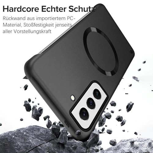 Coque Samsung S22 5G anti-trace et mate à compartiment MagSafe