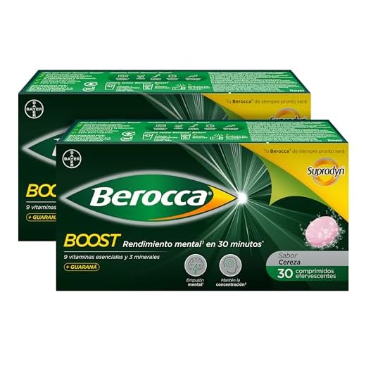 Berocca Boost Comprimidos Efervescentes, Complejo de Vitaminas y Minerales con Cafeína y Guaraná Natural, para una Ayuda Rápida en el Rendimiento Mental y Físico, Formato Ahorro 2 x 30 (60)