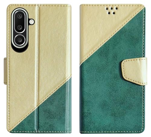 Image of SBMS Flip Cover for Samsung Galaxy M56 5G 6.7 Inch Back Cover Case with Magnatic Closure | Inbuilt Stand | Card & Money Pocket (MultiGreen)