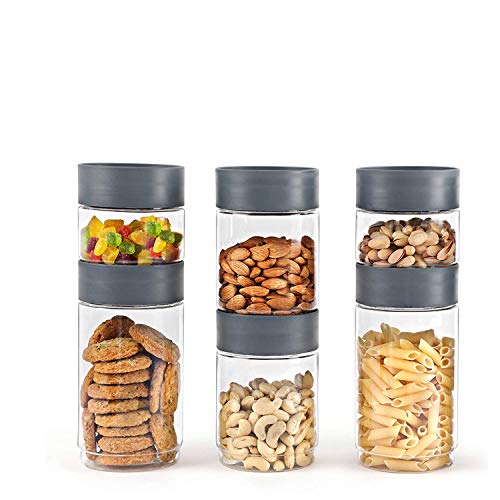 Image of Cello Modustack Pet Plastic Container, Grey -Set of 6