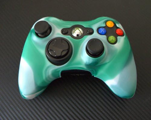 Two Pieces Set 2X for Xbox 360 Remote Controller Silicon Protective Skin Case Cover (Green White Mix)