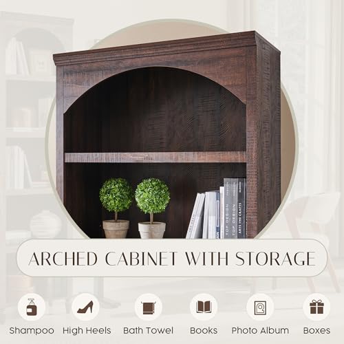 Image of IFBUY 76 inch Arched Bathroom Storage Cabinet, Large Arched Cabinet, Brown