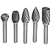 Drillpro 5Pcs 12MM Head Tungsten Carbide Rotary Point Burrs Die Grinder 6mm Shank Cutter