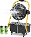 Geek Aire Battery Operated Misting Fan, 30000mAh Detachable Rechargeable Outdoor Floor Fan with 2.9 Gal Water Tank, Waterproof Battery Powered Camping Fan for Patio Travel, Camping Gear Accessories