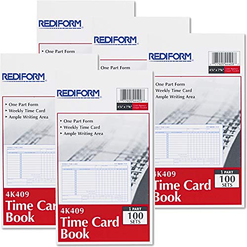 Time Card Pads, For Weekly Time, 4-1/4"x7", Manila Qty:5 #1