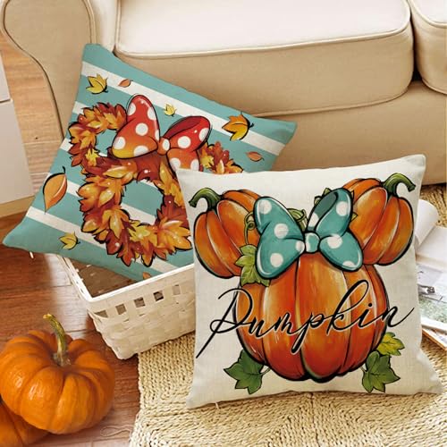 Fjfz FJFZUSSXSD1182 Hello Fall Mouse Pumpkin Decorative Throw Pillow Covers 18 X 18 Set Of 4 thumb #4