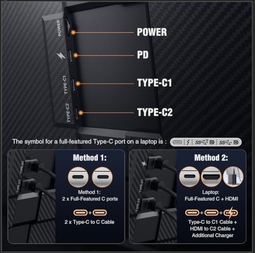 APILDELLA 15.6’’ Triple Laptop Screen Extender, 1080P FHD Portable Dual Monitor for Laptop USB C HDMI, Plug-Play Monitor Extender for Triple Display for Mac/Windows, Fit 13”-17.3” Laptops — view 4