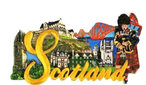 Scottish Fridge Magnet Scotland Word Highland Piper Edinburgh Castle Souvenir COllage Montage