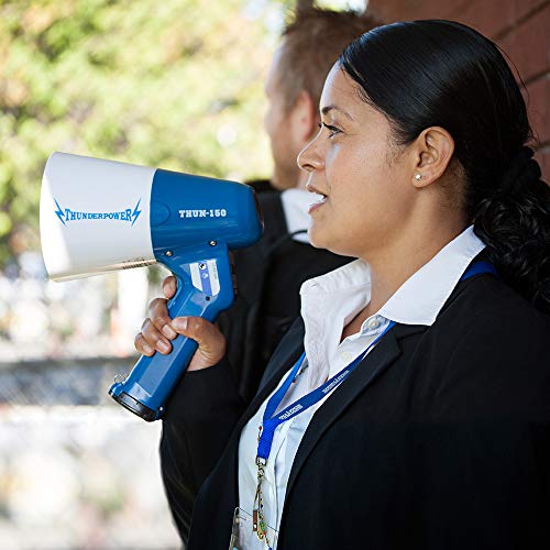 Thunderpower Thun150 600 Yard Sound Range 15 Watt Portable Pa Bullhorn Megaphone Speaker With 2 Megaphone Modes, Blue #TOP4