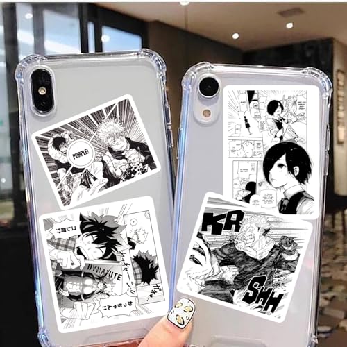 Image of 100pcs Black and White Anime Stickers for Kids,Movie Decorative Sticker for Kids Teens Waterproof Stickers for Water Bottle Laptop Luggage Helmet Skateboard Guitar