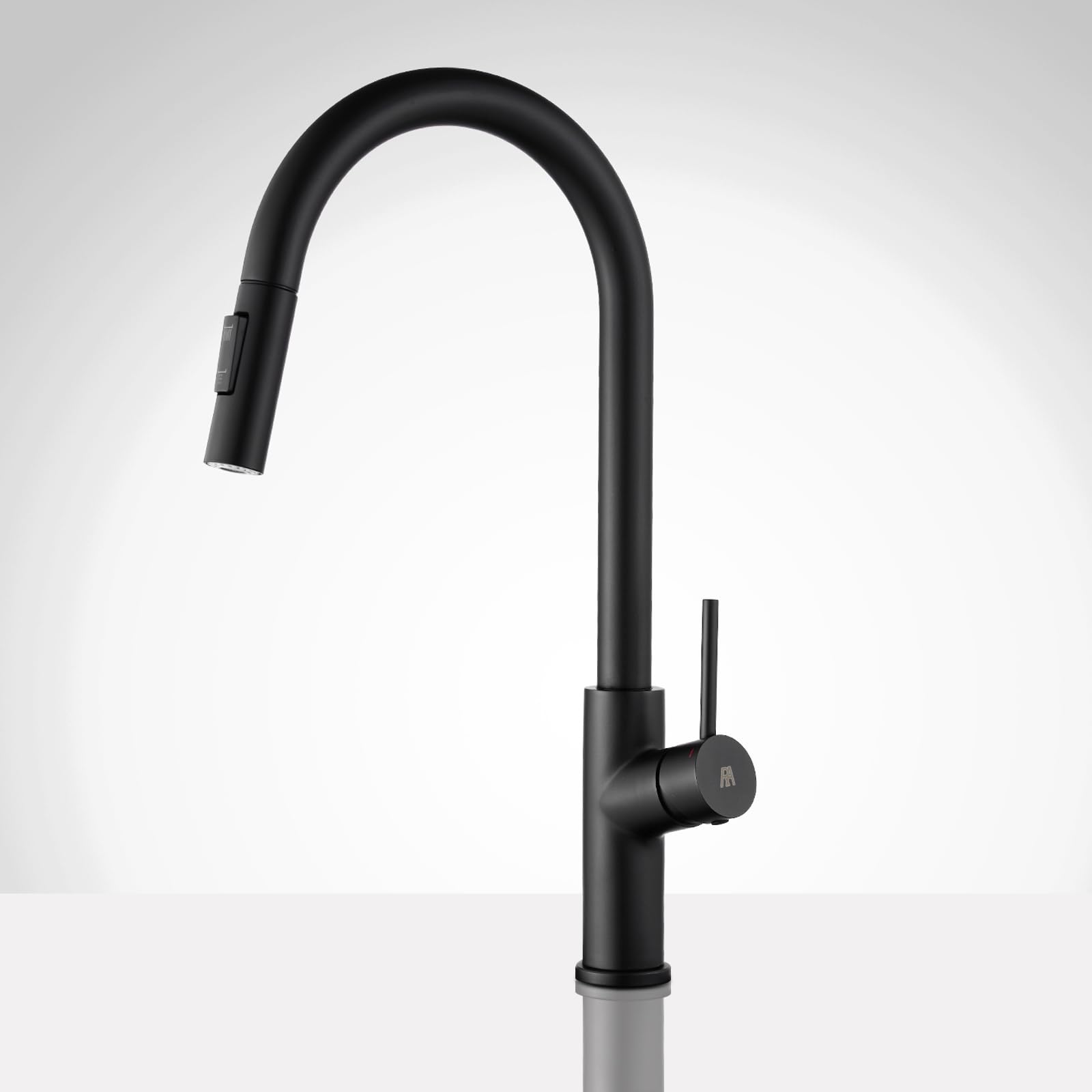 Rhea Arcas Black Kitchen Faucet with Pull Down Sprayer,Stainless Steel Pull Out RV Kitchen Sink Faucets,Single Handle Deck Mount