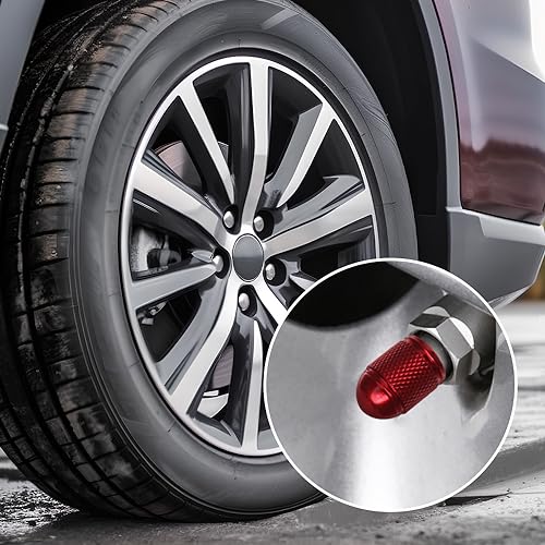 SENZEAL 5Pcs Tyre Valve Caps Bullet Style Universal Car Dust Cap Aluminum Tire Valve Stem Caps for Bikes Cars Motorcycles Trucks SUVs Red - Image 7