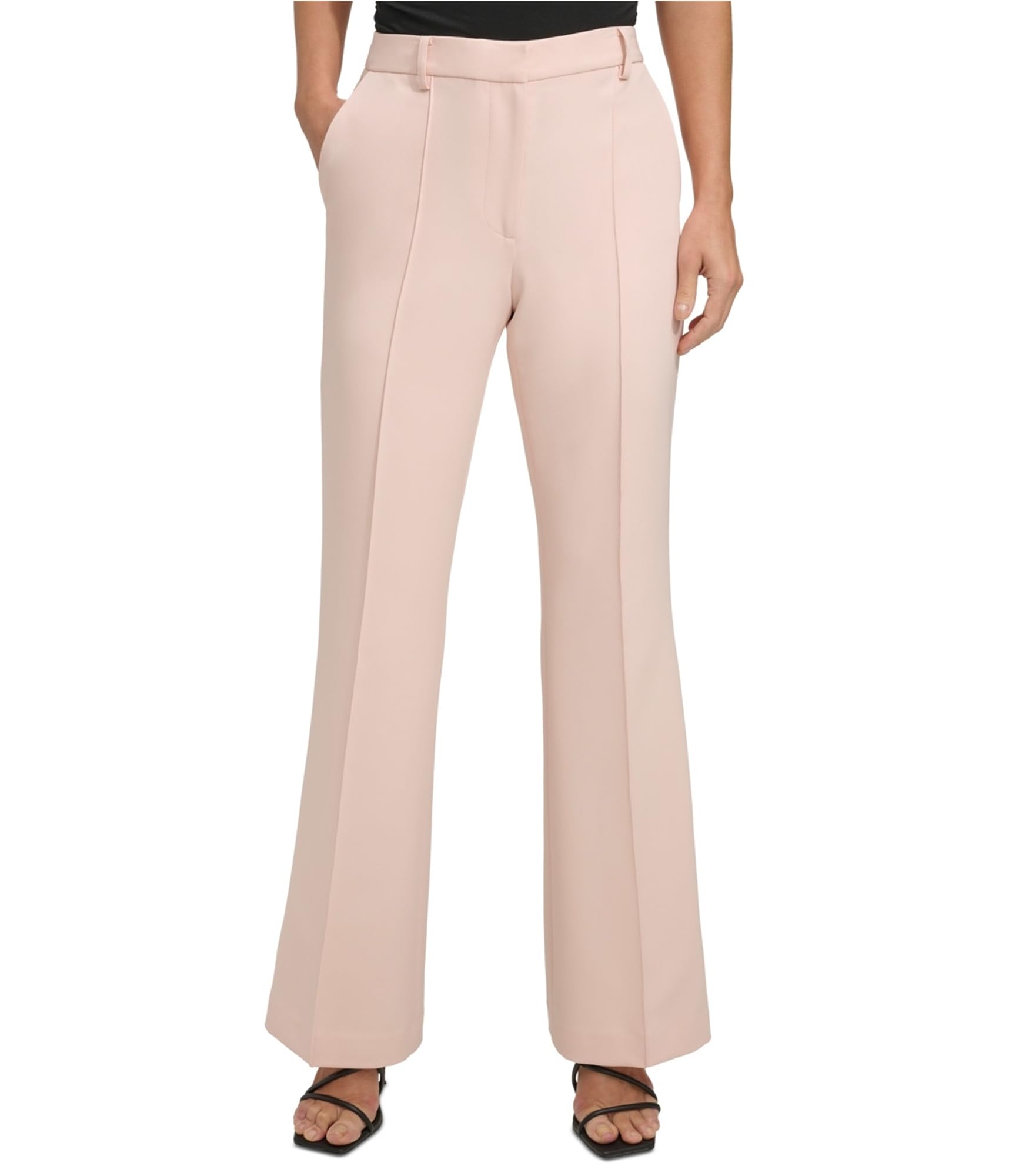 DKNY Womens Solid Boot Cut Dress Pants Pink 16