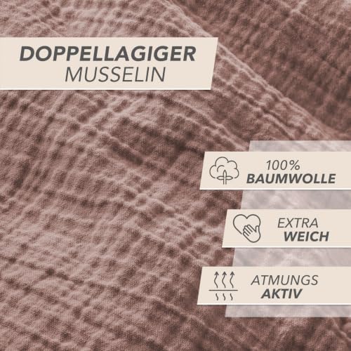 Pure Label Musselin Bettwäsche 135x200+40x80 cm 100% Baumwolle - Braun – Ansicht 5