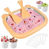 Windspeed 1+12P Rolled Ice Cream Maker Machine, Instant Ice Cream Maker Tray Instant Cold Plate for Making Homemade Rolled Slushies and Frozen Yogurt with 2P Scraper 10P Scoop