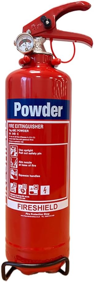 4-in-1 1kg Dry Powder Fire Extinguisher ABC FireShield for Homes, Cars and Vans