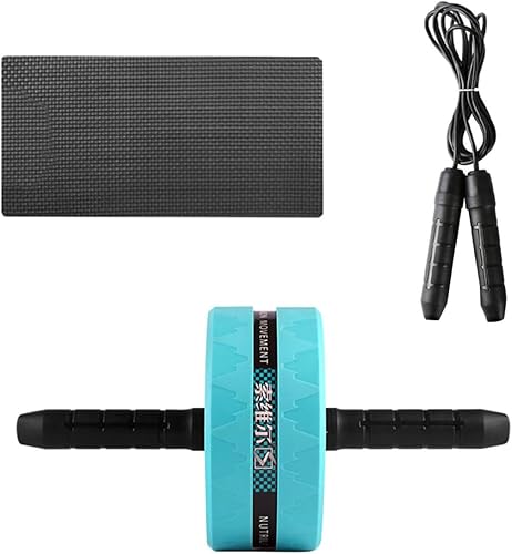 Silent Ab Roller Wheel Core Trainer with Knee Pad and Jump Rope for Home Gym Fitness Lightweight Exercise Equipment for Men Posture Correction and