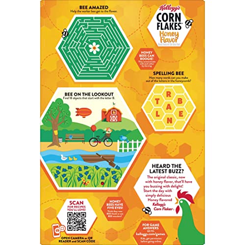 Corn Flakes Cold Breakfast Cereal, Fat Free, Honey Flavor, 11.4Oz Box (1 Box) #TOP3