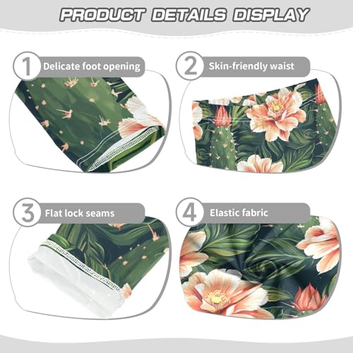 Girls Leggings Tropical Flower Cactus Soft Toddler Leggings for Girls Kids Pants Size 4T-10T3