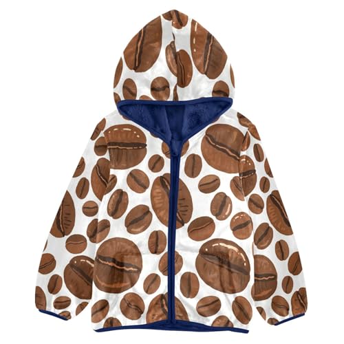 Brown Coffee Beans Pattern Print_1 Toddler Fleece Jacket Girl Boys Hooded Fleece Jacket Coat Warm
