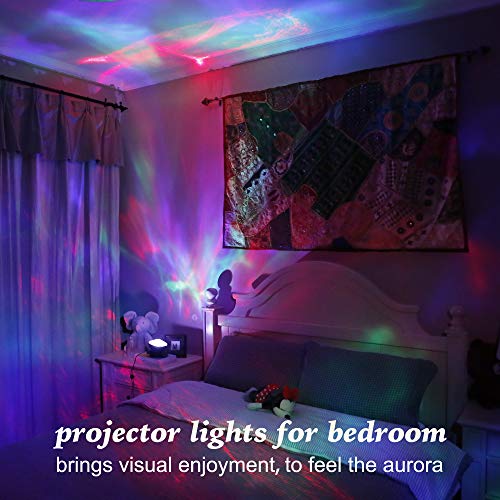 Aurora Northern Light Projection LED Night Light Lamp with 8 Lighting Mode & Speaker, Relaxing Light Show for Baby Kids and Adults, Mood Light for Baby Nursery Bedroom Living Room (Black)