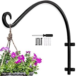 2 Piezas Soporte para Plantas Colgantes Tarea Pesada Soporte Maceta Colgante Hierro Forjado Soporte Pared Flores Metal Gancho para Farolillo Jardin Valla Macetas Gancho Comedero para Pájaros - Negro