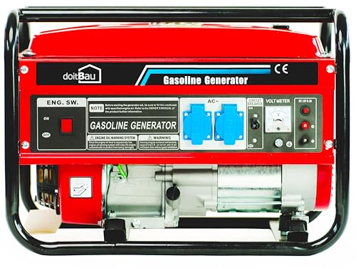 Generador de energía con gasolina, generador de energía con accesorios, potencia eléctrica silenciosa, 2 o 5 enchufes, 3 x 230 V, 1 x 400 V, 1 x 12 V, generador de energía de 7 CV (2 tomas de