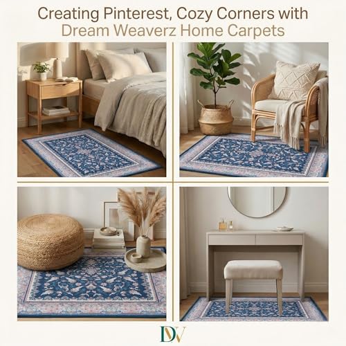 Image of Dream Weaverz Anti Slip Rectangular Carpet for Living Room & Hall | Silk | Flat Woven Soft Washable Floor Mat for Home, Bedroom Floor & Kitchen | Durable Anti Skid Rug for Daily Use (3 X 5) feet