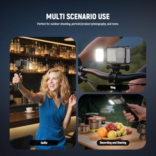 Image of NEEWER Basics M20 Magnetic LED Camera Light Compatible with DJI OSMO Nano Action 3 4 5 Pro Cage NEEWER AC009 PRO Pocket 3 Accessories Expansion Adapter, Plastic Mini Fill Light Attachment 5600K CRI95+