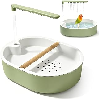 Vogeldusche Wellensittich, Vogel Badewanne, Automatisches Vogelbad mit Wasserfall & Zirkulationshahn, Wellensittich Dusche, Vogel Dusche, für Sittiche Wellensittich, Unzertrennliche, USB-Betrieb