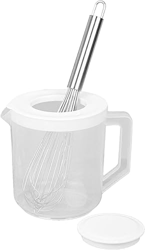 Miniatura 9 de Cuenco para mezclar huevos, recipiente de cocina medidor, cuenco batidor de 6.5 x 7.68 x 5.51 pulgadas con boquilla de escala, plato mezclador