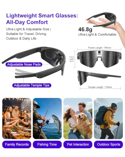 BOSUDA 4K Camera Glasses,AI Smart Video Recording Sunglasses for Men Women - image 7