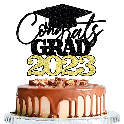 Wrackkiar Congrats Grad 2023 Cake Topper-Congrats Grad Cake Decorat-Class Of 2023 Happy Graduation Cake Topper-2023 Graduation Party Decorations #TOP5