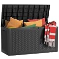 EasyUp 120 Gallon Outdoor Storage Box Waterproof, UV Resistant Resin Deck Box with Hydraulic Rod, Reinforced Stability for Patio, Garden, Rattan Black
